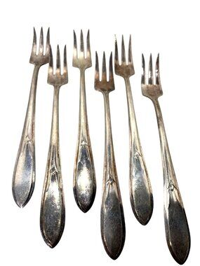 Wm Rogers Mfg Co Original Silverplate Vintage Relish Pickle Forks Set Of 6